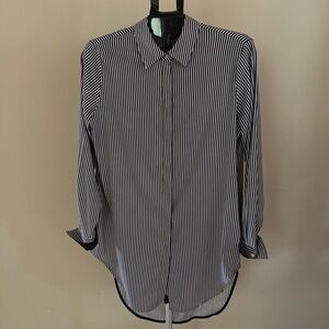 Philosophy Striped Tunic Black and White Pinstripe Blouse High/Low Women’s Large